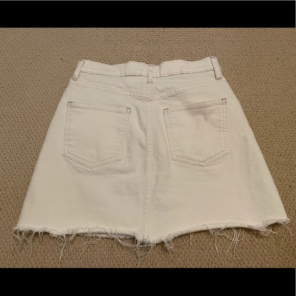 Gap off-white frayed high waist a-line denim skirt - Picture 2 of 7